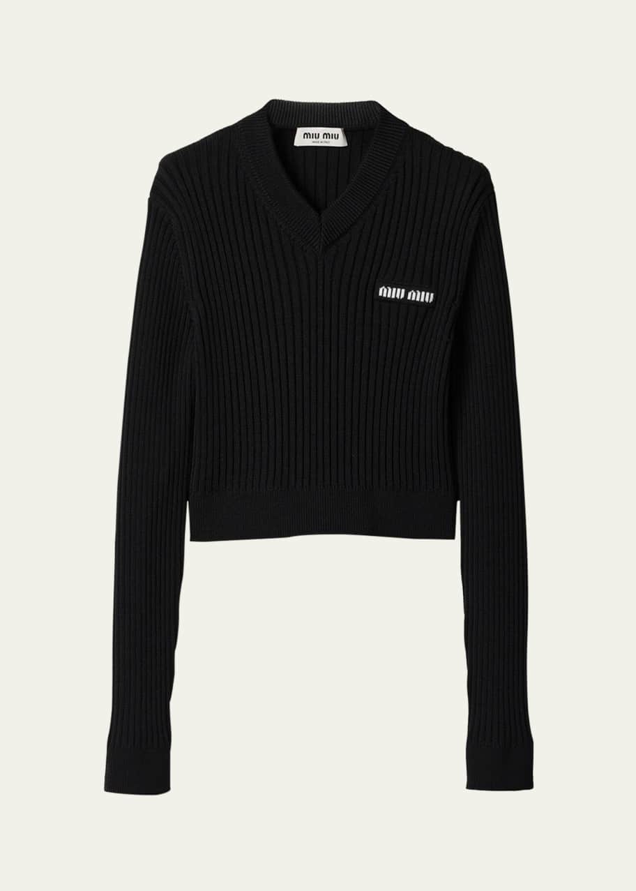トップス miu miu archive v-neck sweater navy knit miu miu archive v-neck sweater navy knit