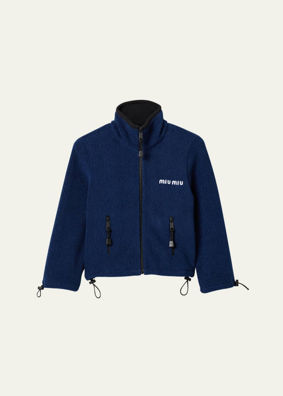 Miu Miu Fleece Drawcord Cropped Sweatshirt - Bergdorf Goodman