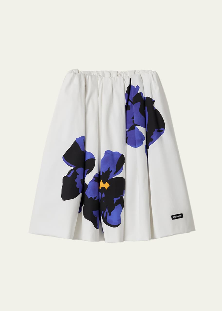 Miu Miu Floral Poplin and Jersey Skirt - Bergdorf Goodman
