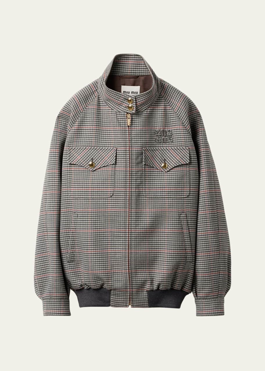 【関税&送料込】Miu Miu Oversized Padded Bomber Jacket In Co Miu Miu Oversized Chino Logo Bomber Jacket with Elastic Hem