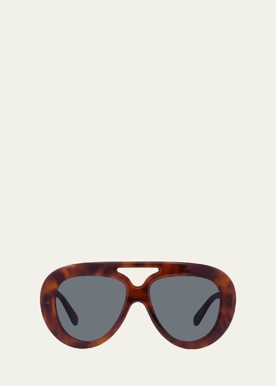Image 1 of 1: Curvy Logo-Print Acetate Aviator Sunglasses
