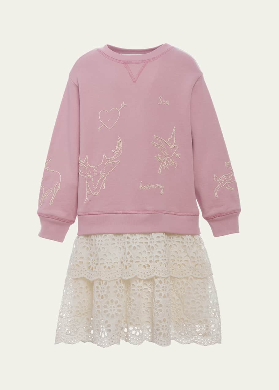 Sea Girl's Lainey Embroidered Combo Sweatshirt Dress, Size 2-14 - Bergdorf  Goodman