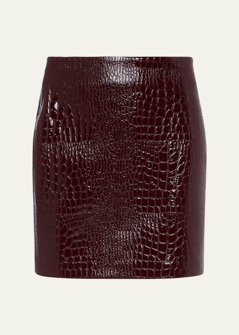 Image 1 of 1: Gerard Croc-Embossed Faux Leather Mini Skirt