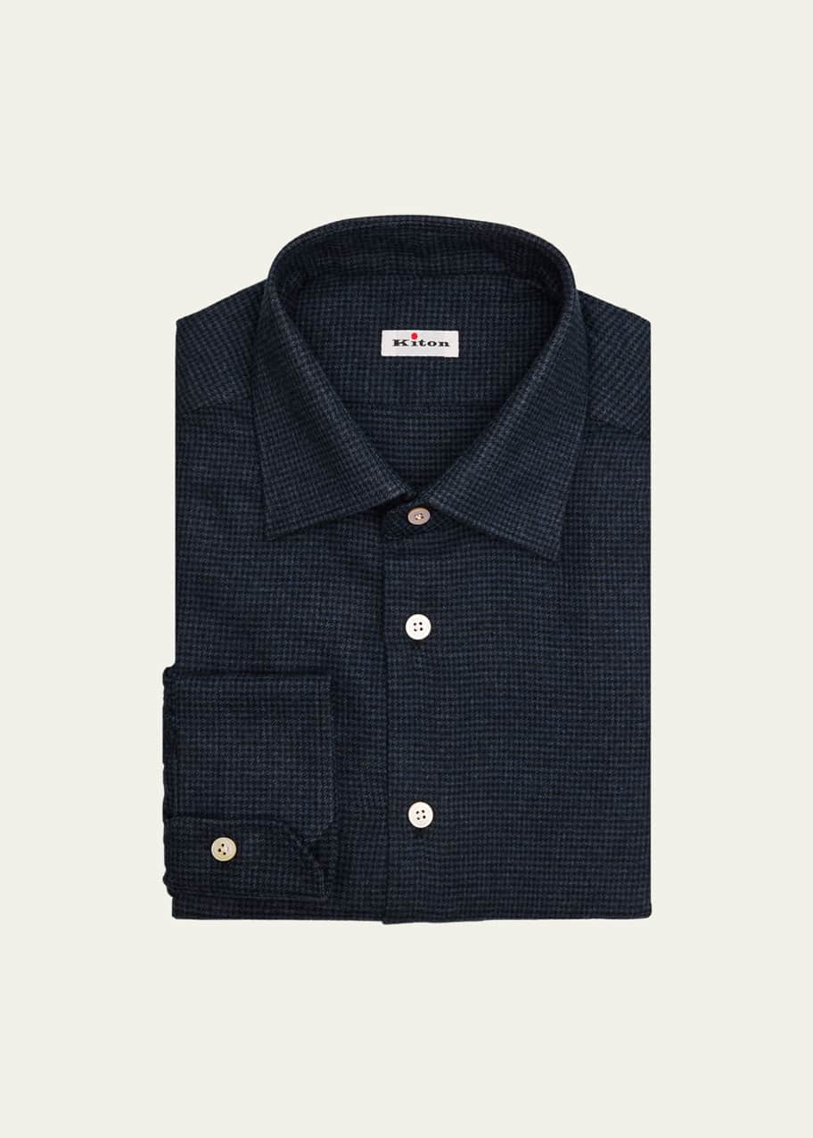 Mid blue Micro Houndstooth Classic Custom Shirt 100c 100*120 Sar018b main image 0