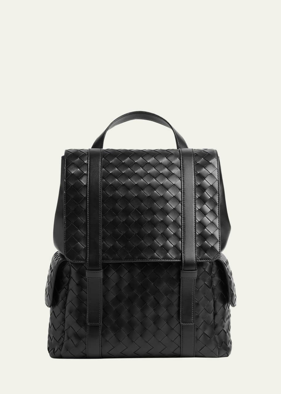 Image 1 of 1: Men's Intrecciato Leather Backpack
