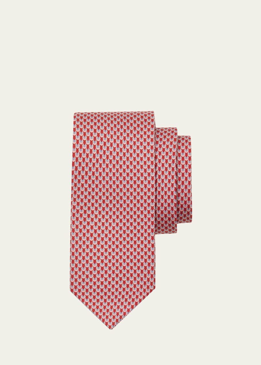 Image 1 of 1: Men's Owl-Print Silk Tie