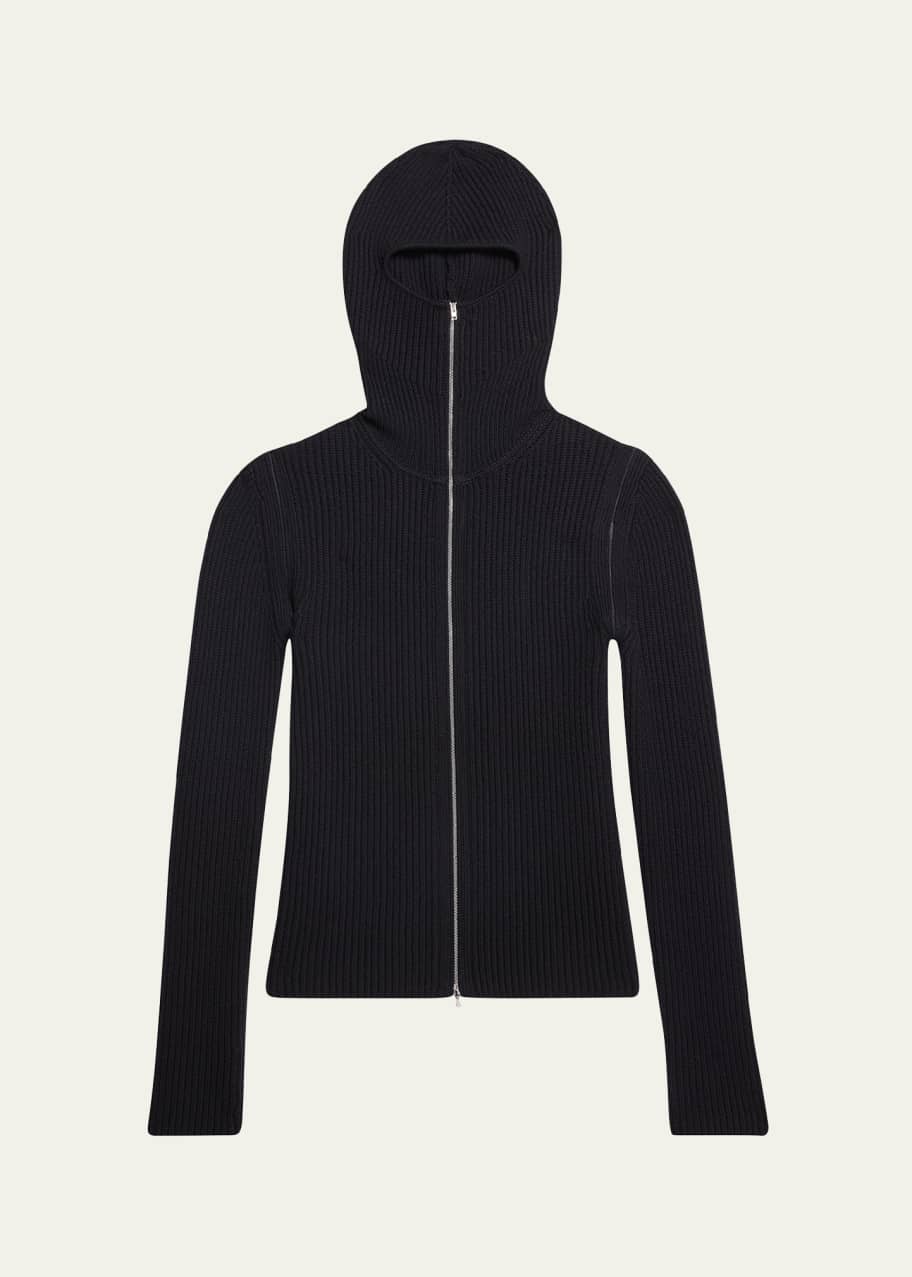 トップス 1990s helmut lang Hooded Knit Gaiter Helmut Lang Men's Ribbed Zip-Shoulder Balaclava Sweater - Bergdorf