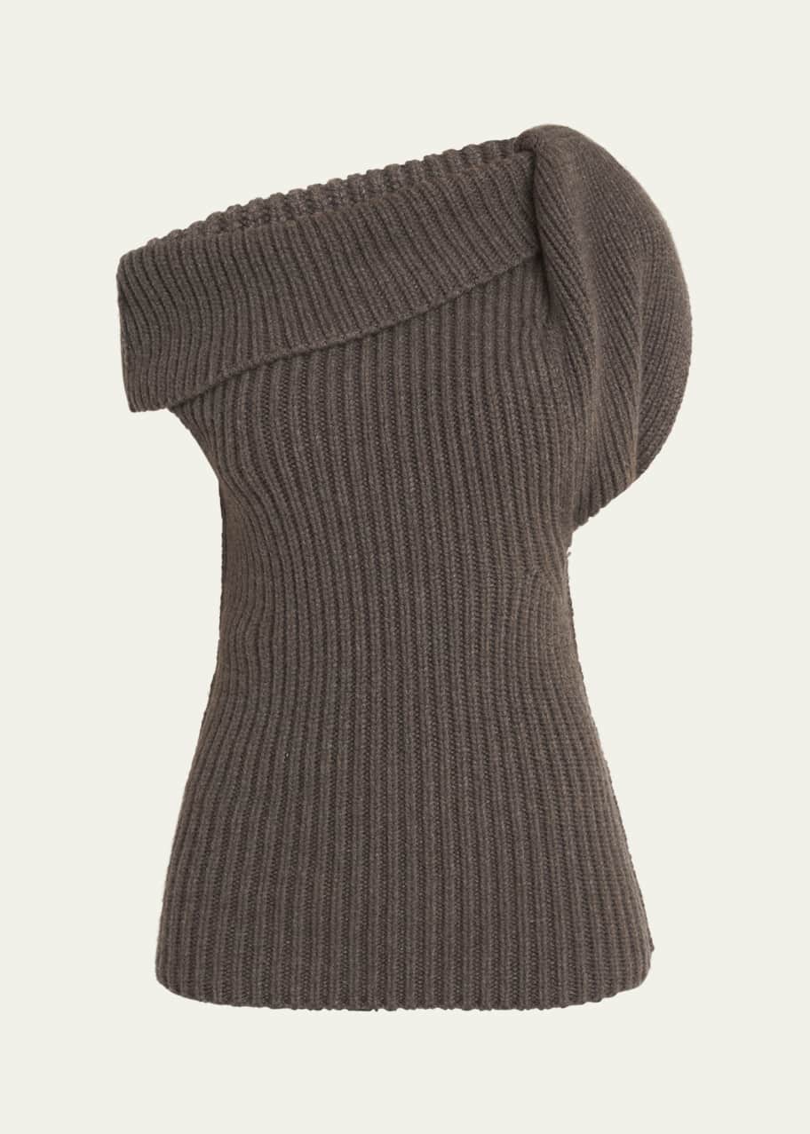 Image 1 of 1: Off-Shoulder Banded Twist Cashmere Top