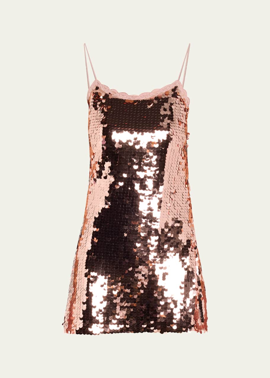 Image 1 of 1: Grecia Sequin Spaghetti-Strap Mini Dress