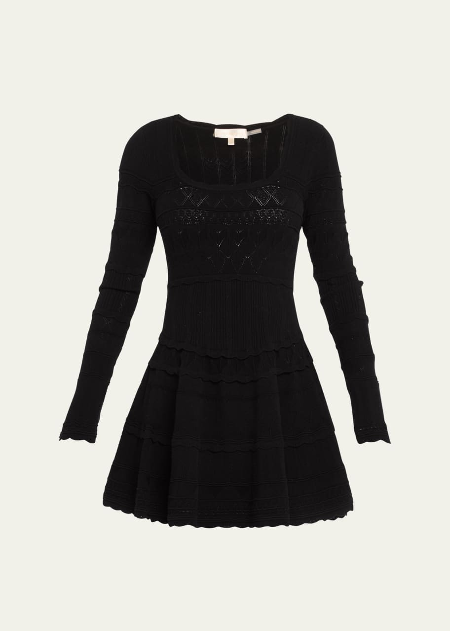 Image 1 of 1: Lavender Pointelle-Knit Mini Dress