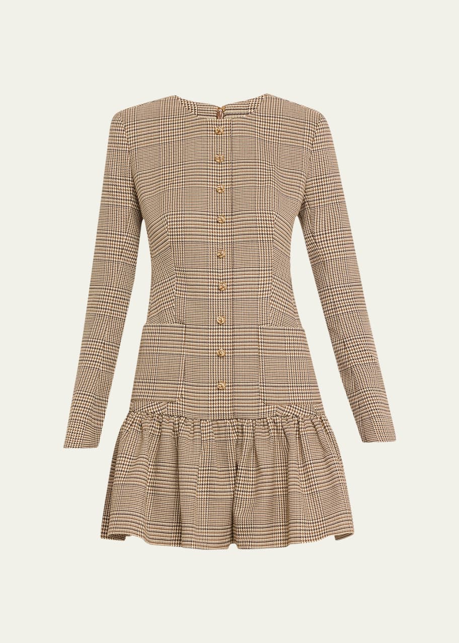 Cara Cara Adams Plaid Button-Front Mini Dress - Bergdorf Goodman