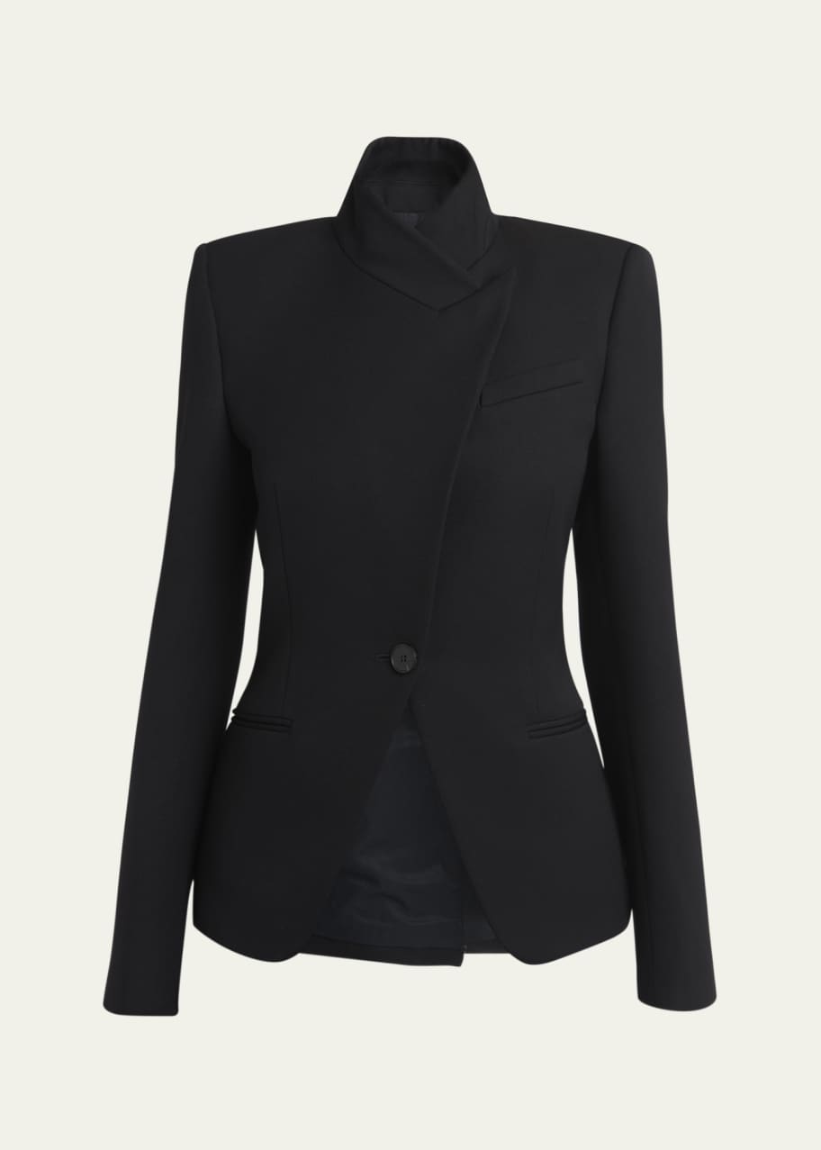 Image 1 of 1: Structured Fitted Wool Blazer