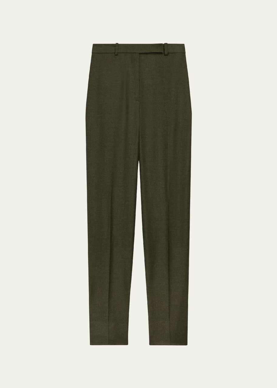 Image 1 of 1: High-Waist Virgin Wool Tapered Ankle Pants