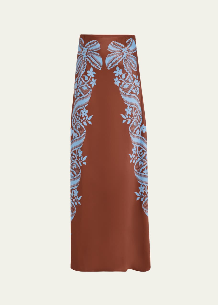 Image 1 of 1: Sleek Printed Satin Maxi Skirt