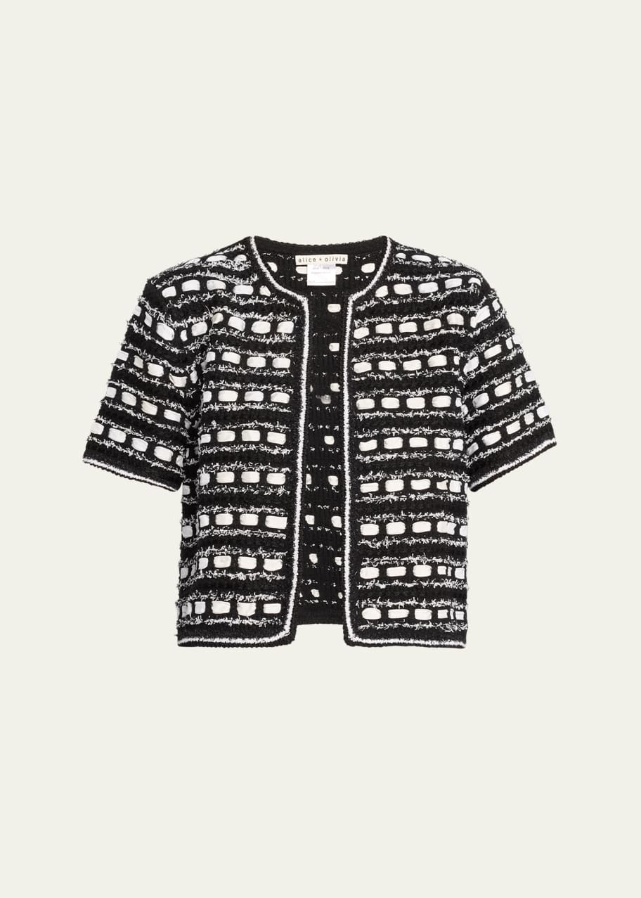 Alice + Olivia Marjorie Textured Tweed Stitch Short-Sleeve