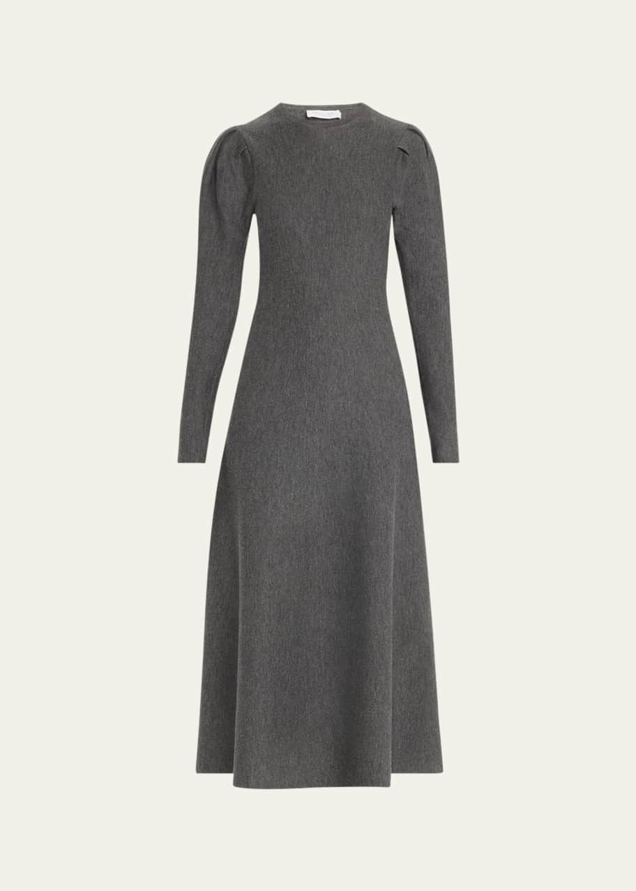 Image 1 of 1: Hannah Puff-Sleeve Wool-Cashmere Maxi Dress