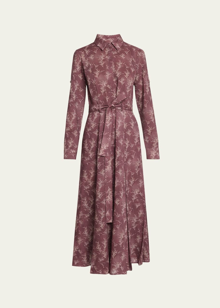 Image 1 of 1: Galway Printed Belted Wool Shirtdress