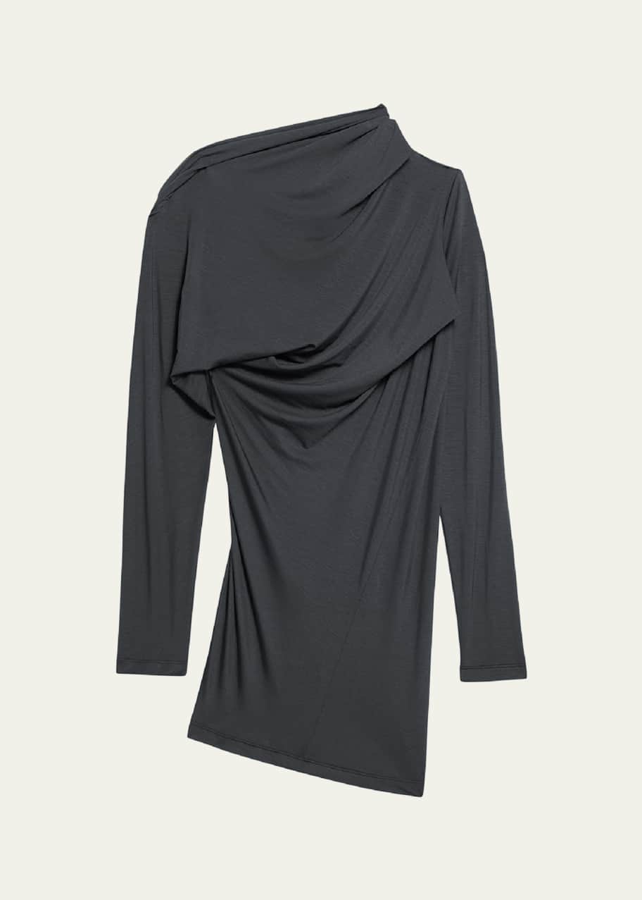 Image 1 of 1: Draped Long-Sleeve Cloud Jersey Top