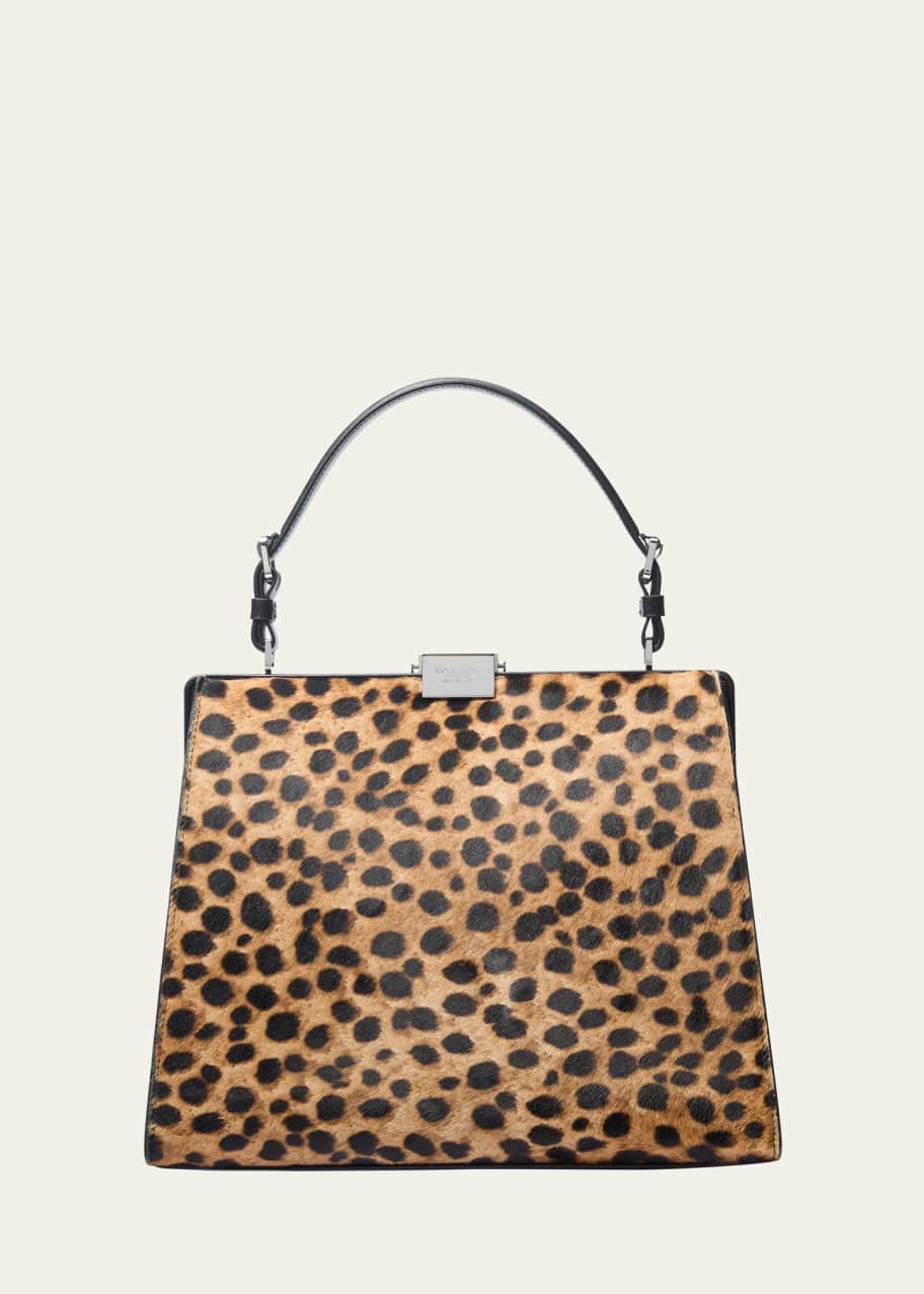 Image 1 of 1: Simone Frame Cheetah Calf Hair Top-Handle Bag