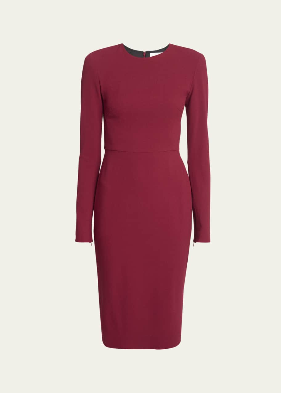 Image 1 of 1: Long-Sleeve Strong-Shoulder Dress