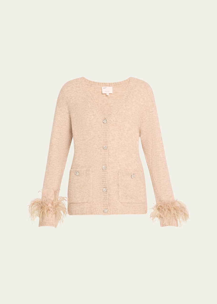 Image 1 of 1: Dreama Marnie Feathered-Cuff Cardigan