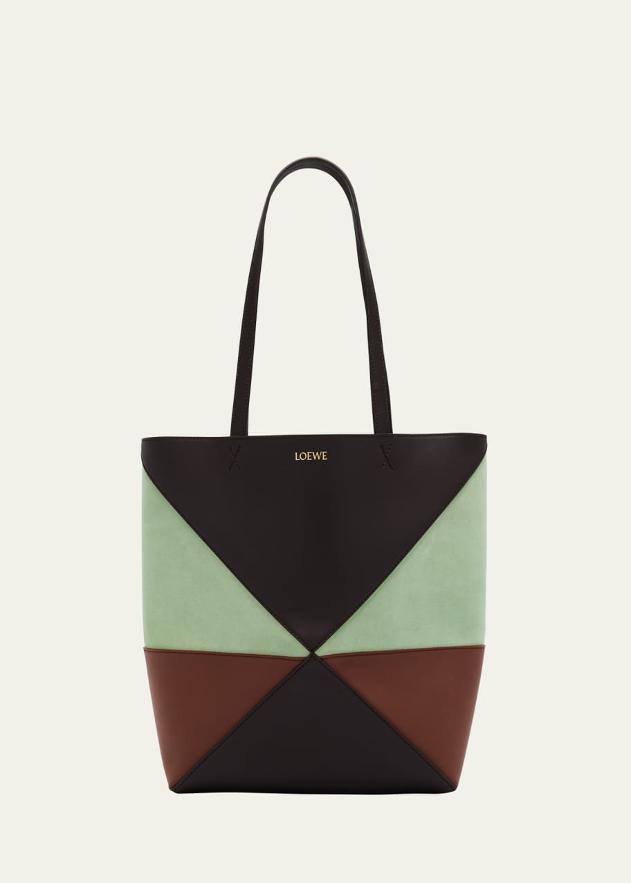 Image 1 of 1: Puzzle Medium Fold Tote Bag in Colorblock Leather