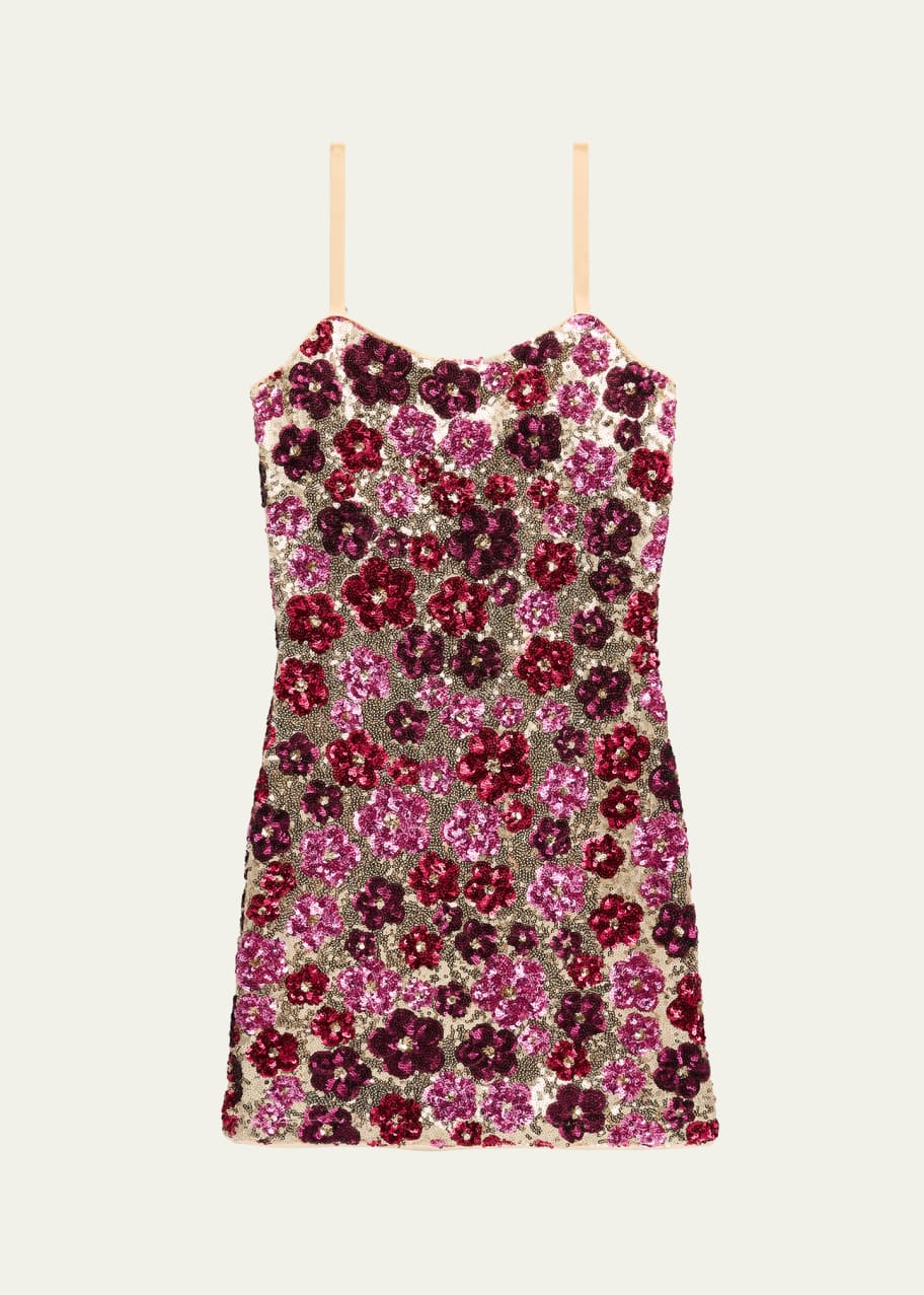 slim fit dress slacks Rowen Floral Sequin Dress in White Multi