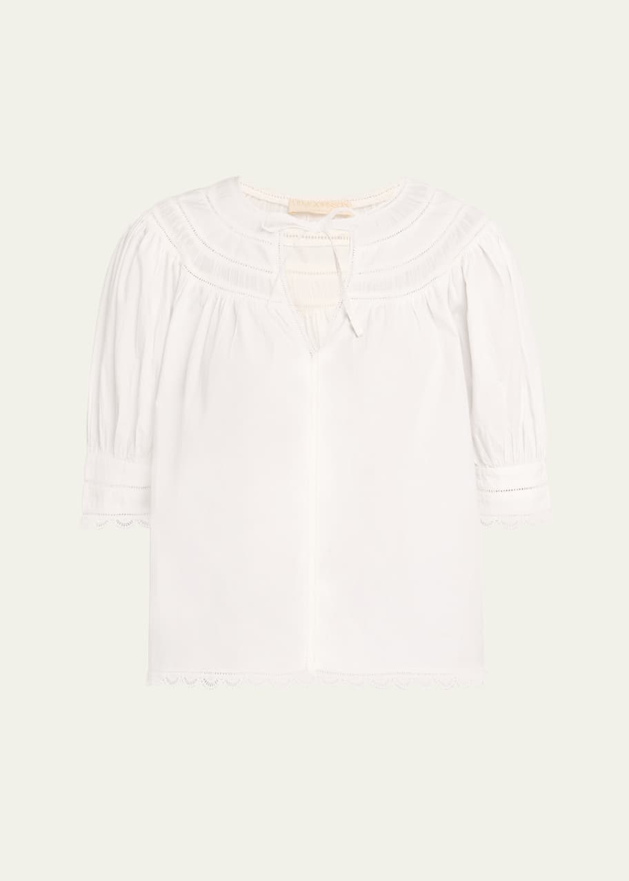 Image 1 of 1: Dylan Lace-Inset Cotton Top