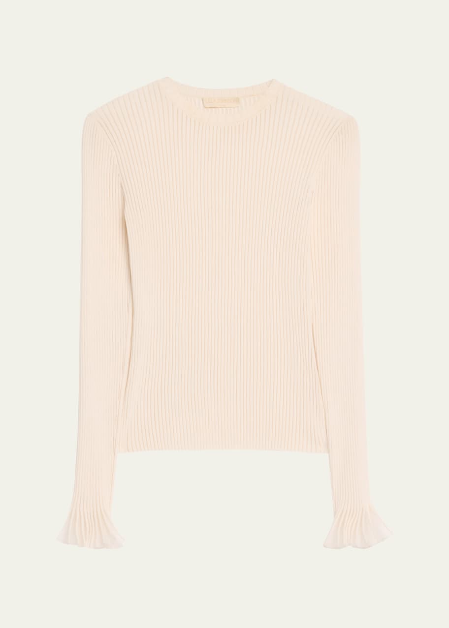 Image 1 of 1: Aster Ribbed Ruffle-Cuff Top
