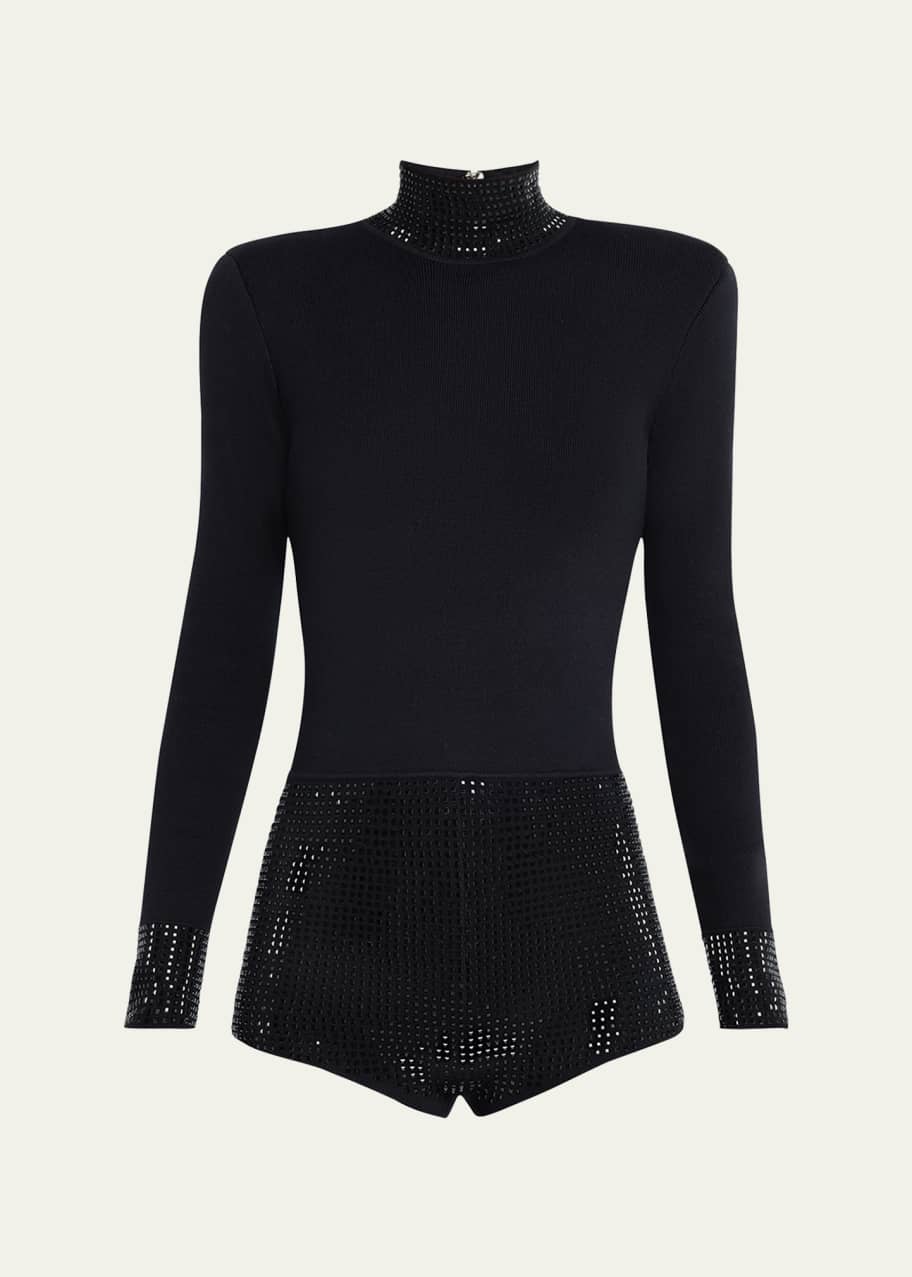 Image 1 of 1: Bethanie Rhinestone Turtleneck Romper