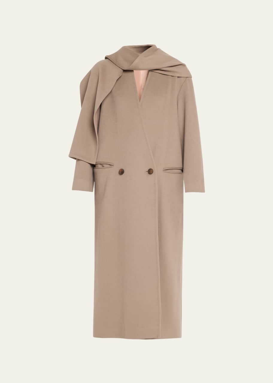 Image 1 of 1: Vince Wool Maxi Coat with Detachable Scarf