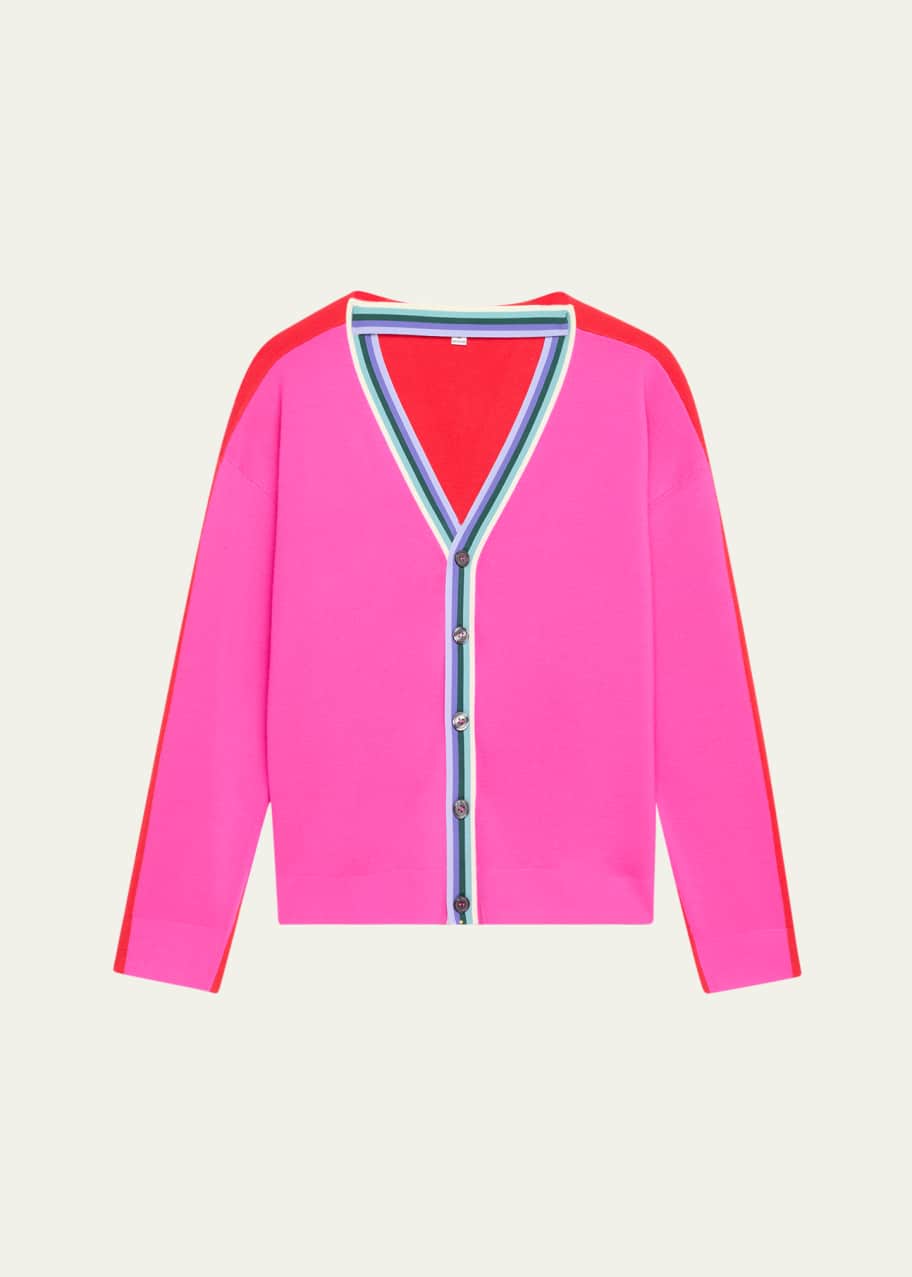 Image 1 of 1: Colorblock Convertible Wool Cardigan