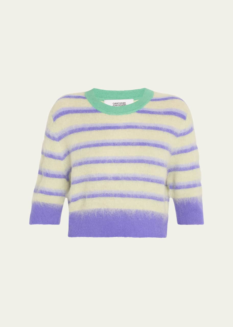 Image 1 of 1: Stripe Cropped Mohair Wool Ringer Tee