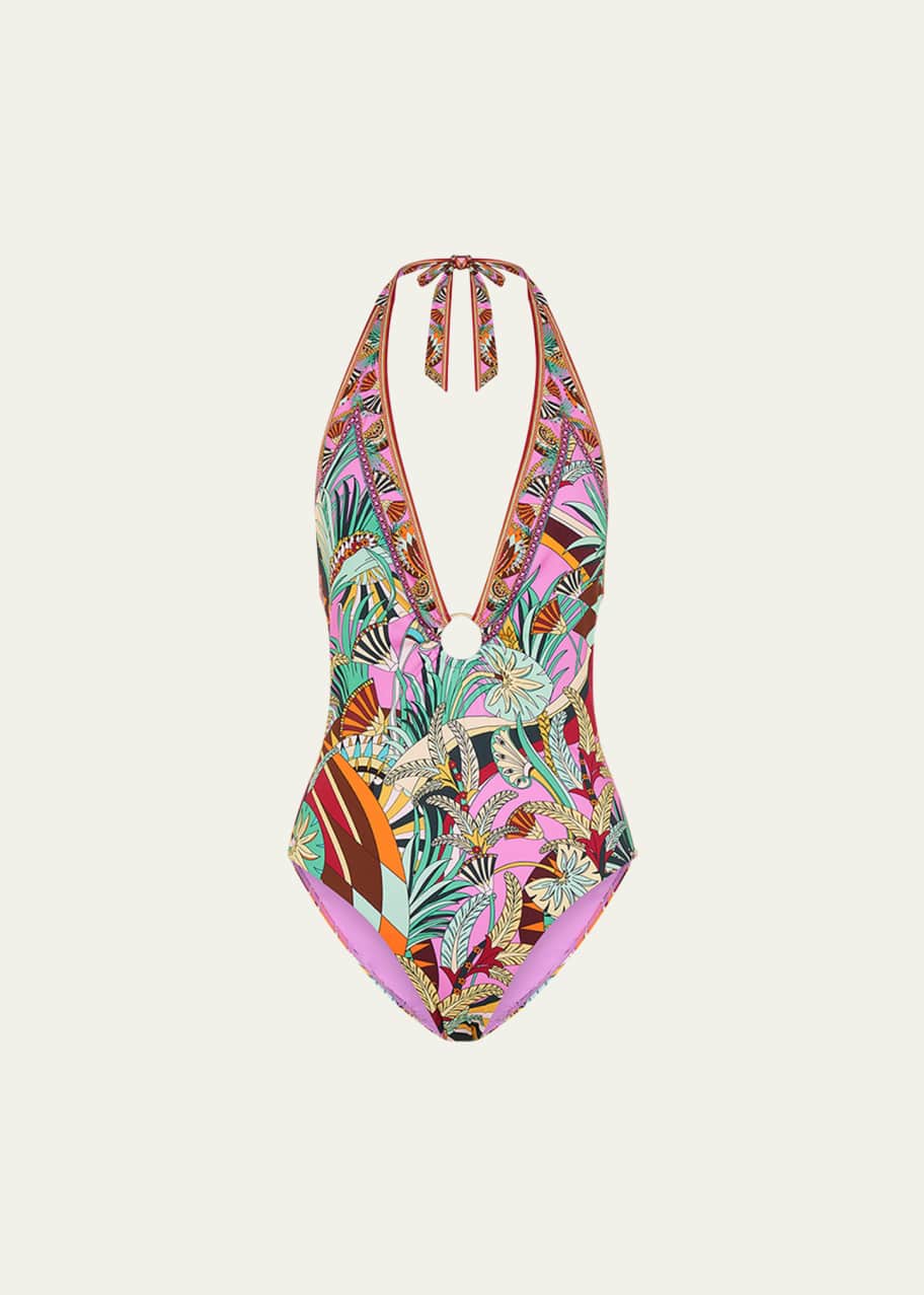 Image 1 of 1: Giza Goddess Ring Plunge One-Piece Swimsuit