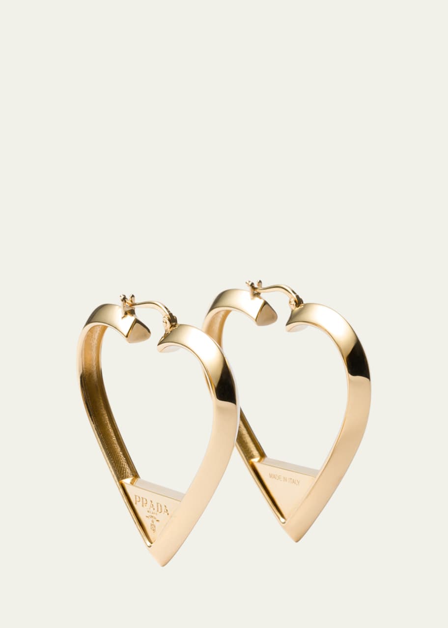 【PRADA】l earing ピアス ゴールド ロゴ ハート 送料込 Prada Heart Brass Earrings - Bergdorf Goodman