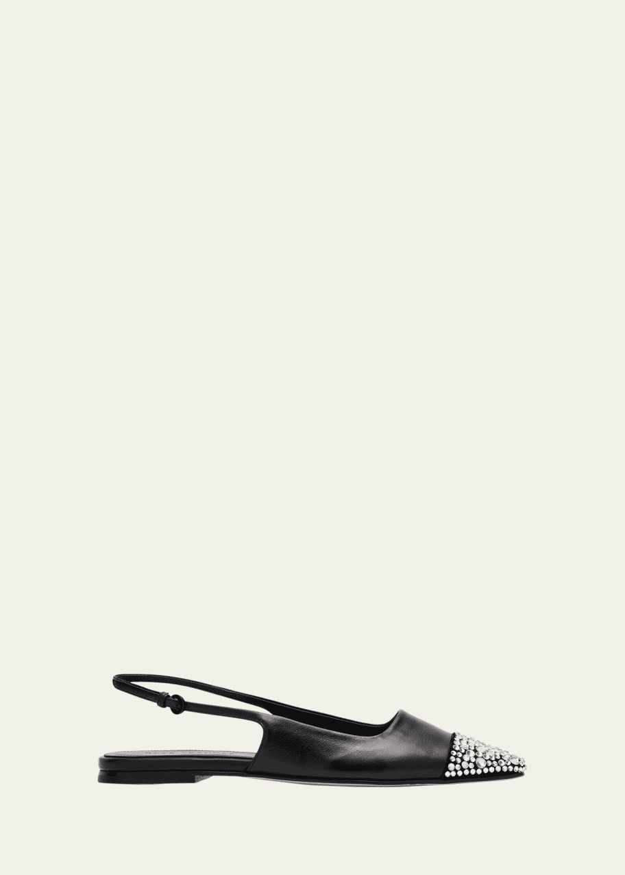 Image 1 of 1: Tia Leather Slingback Ballerina Flats