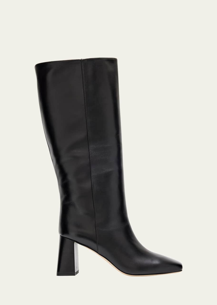 Image 1 of 1: Leather Slouchy Knee Bucket Boots