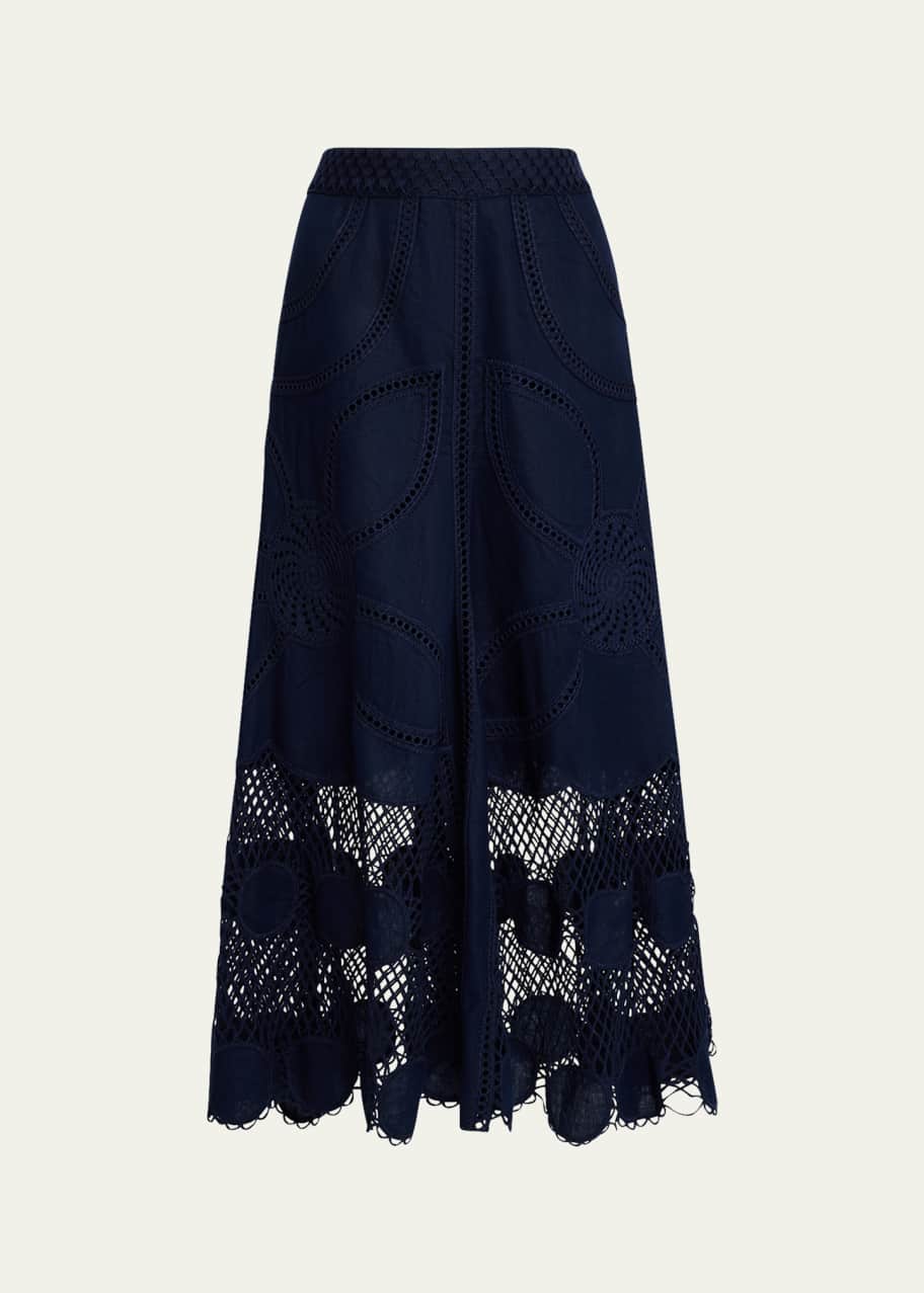 Image 1 of 1: Annora Embroidered A-Line Maxi Skirt