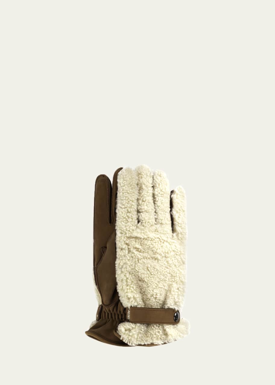 Image 1 of 1: Men's Shearling and Nubuck Gloves