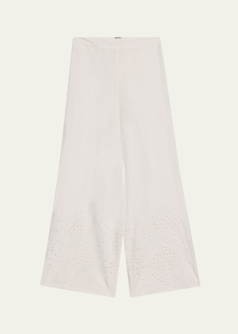 Image 1 of 1: Belvoir Broderie Anglaise Lace Pants