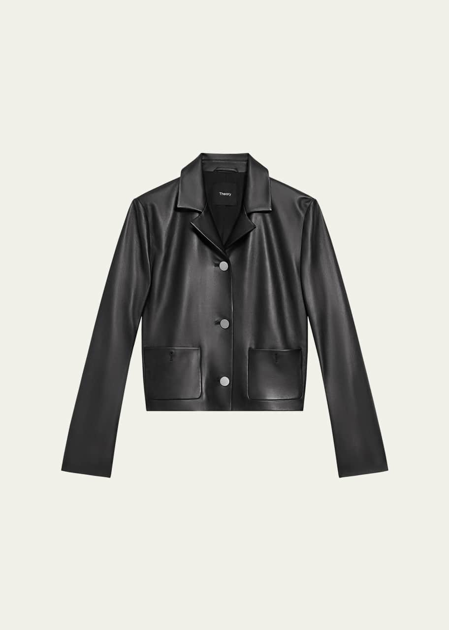 Image 1 of 1: Cropped Boxy Nappa Leather Jacket