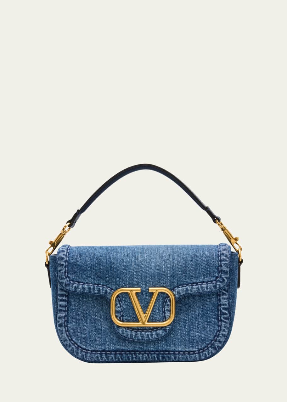Valentino Garavani Alltime VLOGO Denim Shoulder Bag - Bergdorf Goodman