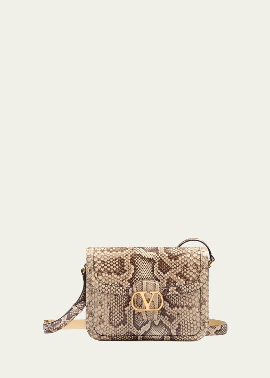 Image 1 of 1: 9 to 5 Python-Print Leather Shoulder Bag