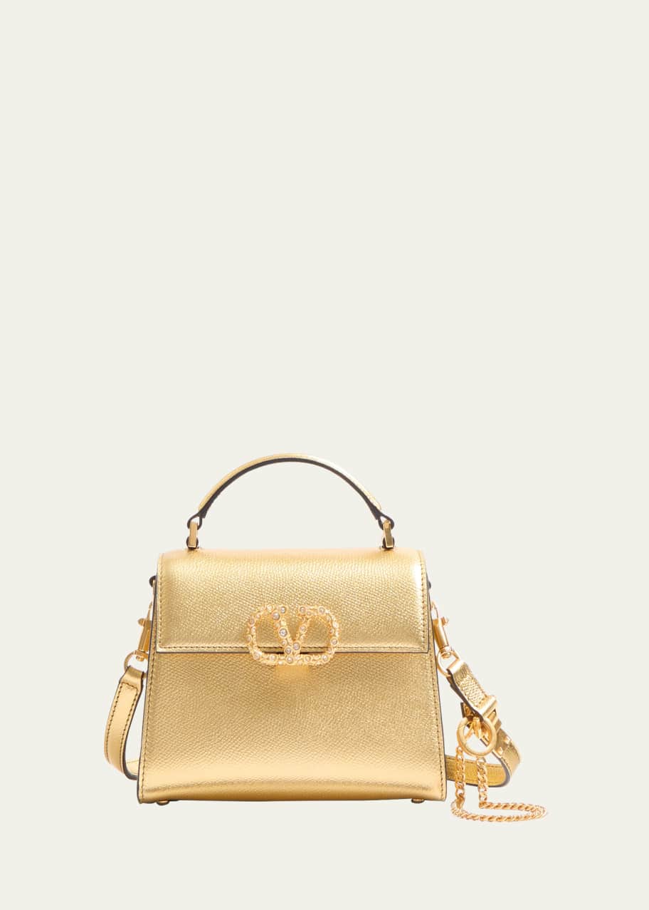 Valentino Garavani VSLING Mini Metallic Leather Top-Handle Bag