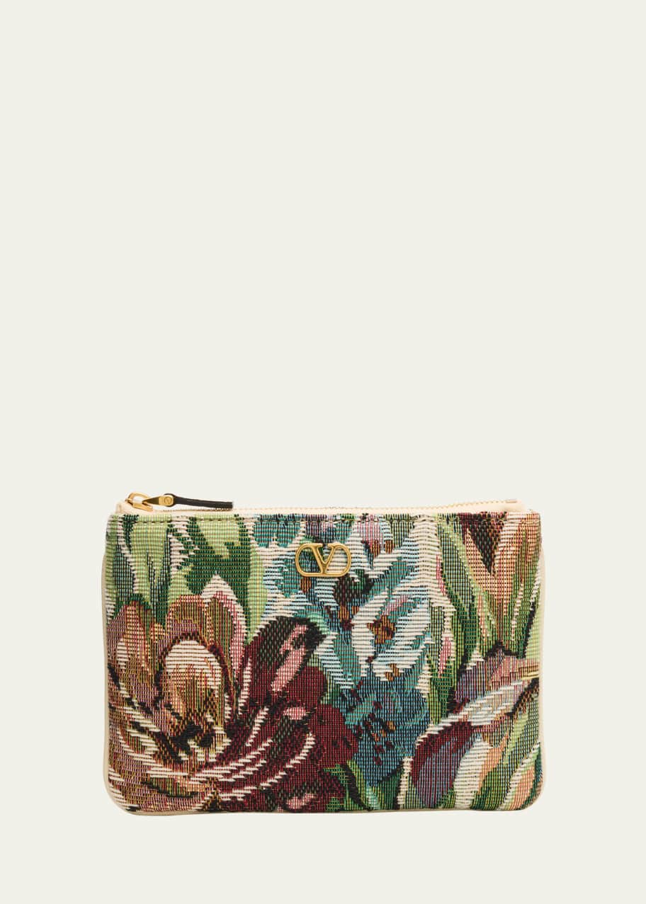 Image 1 of 1: Small VLOGO Signature Brocade Pouch Clutch Bag