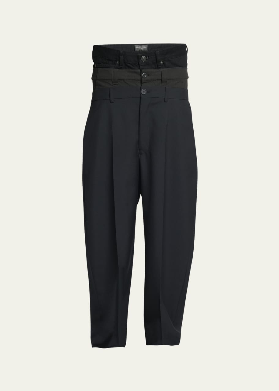 【関税&送料込】Balenciaga Trousers Black Balenciaga Layered Tailored Trousers | Black | FARFETCH