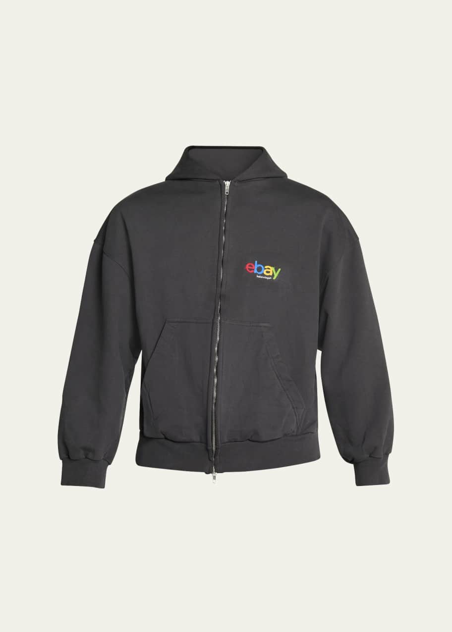 Balenciaga x Ebay Men's Washed Terry Zip Hoodie - Bergdorf
