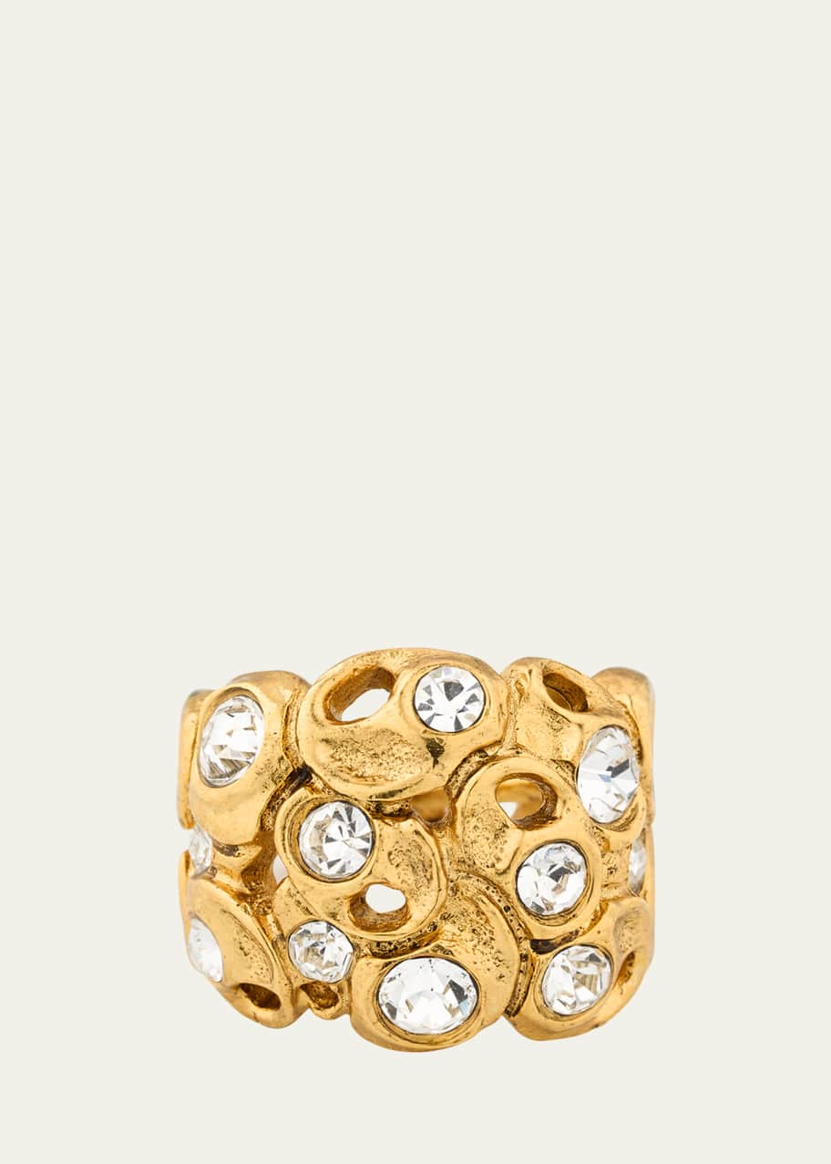 Image 1 of 1: Textured Lace Ring with Stones