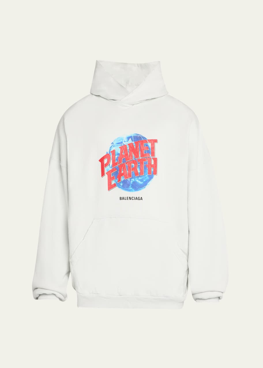 Balenciaga Men's Oversized Planet Earth Graphic Hoodie - Bergdorf