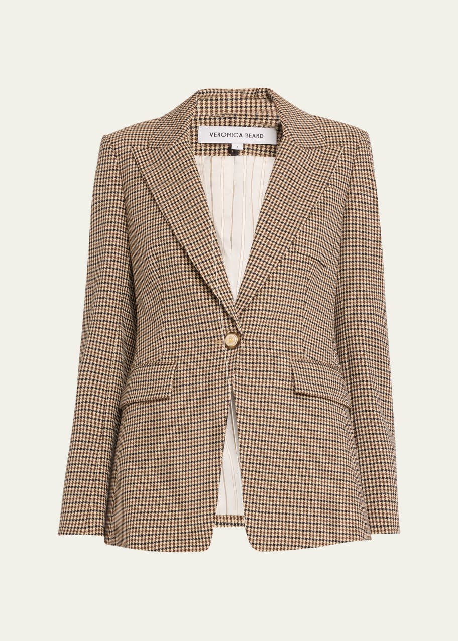 Image 1 of 1: Livvy Single-Button Houndstooth Dickey Jacket